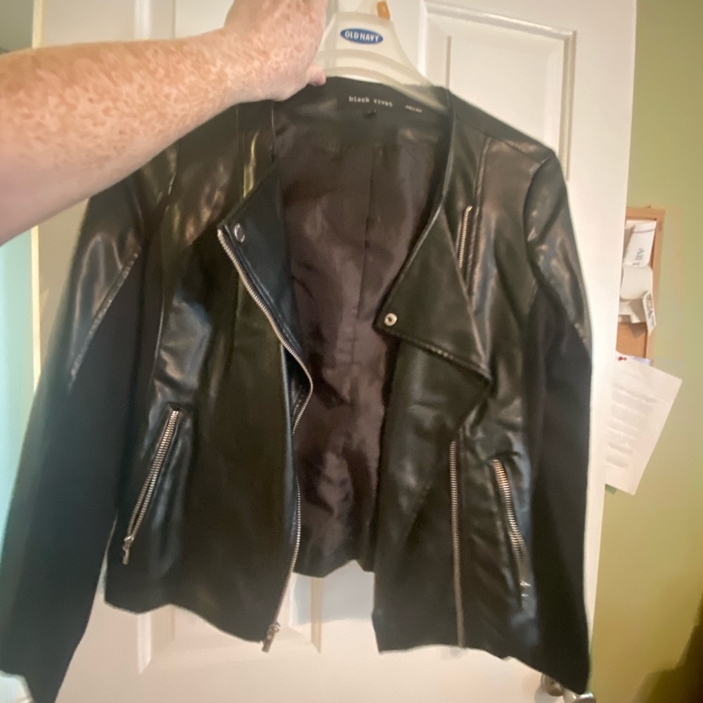 Black Rivet Black Leather Motorcycle Jacket